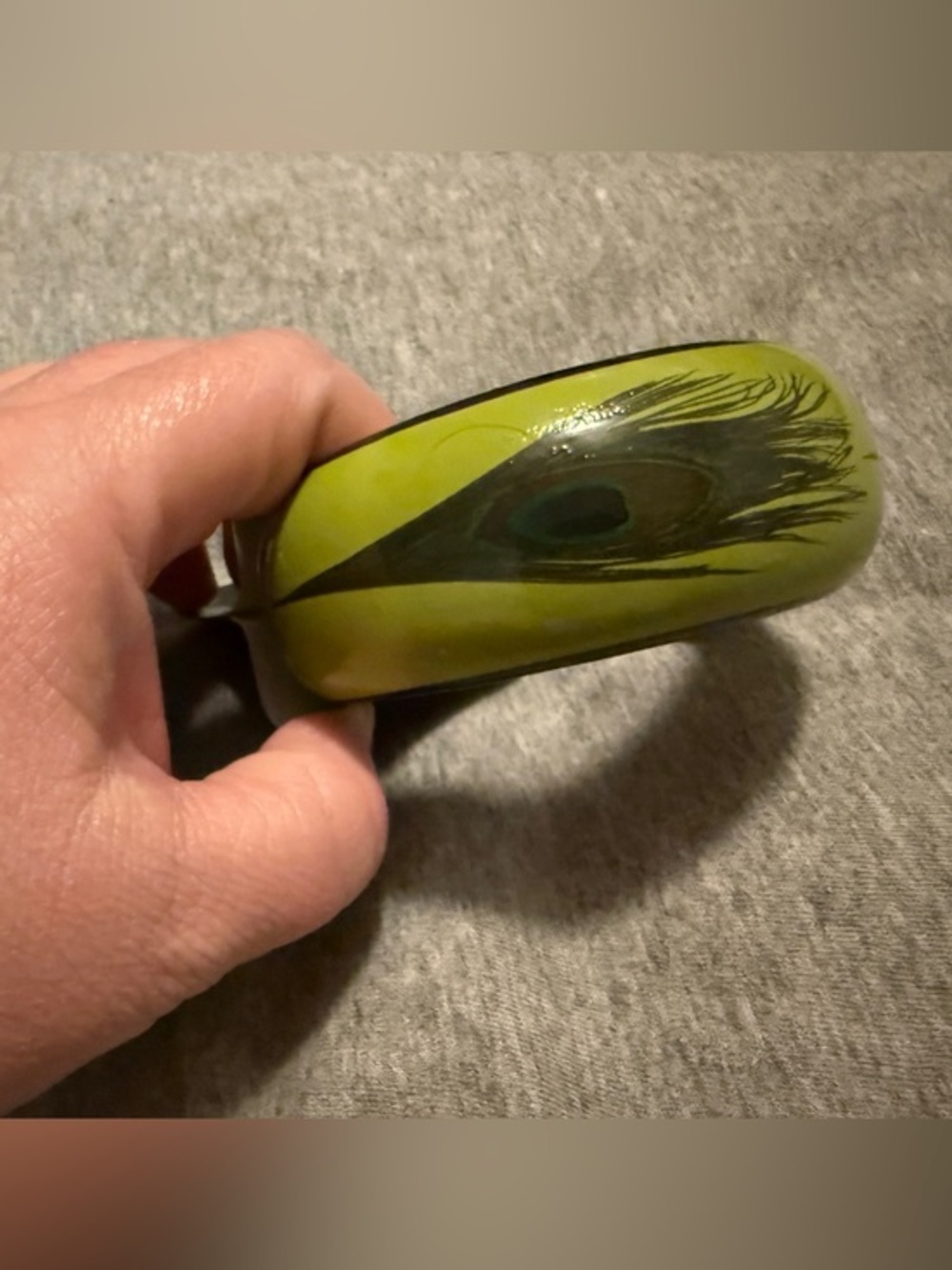 Green Peacock Feather Bangle Bracelet